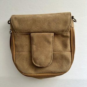 Travelon Unisex Anti-theft Crossbody Bag Beige Faux Suede Pockets